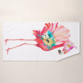 Kute en mooie roze flamingo mexican vogel met badhanddoek (Badhanddoek)