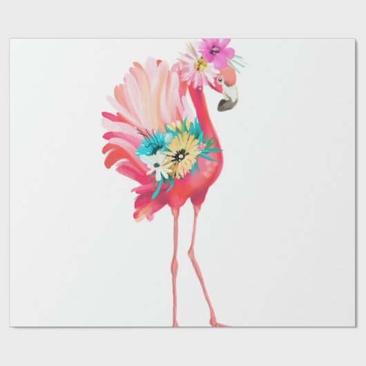 Kute en mooie roze flamingo mexican vogel met cadeaupapier (Vlak)