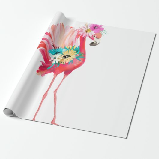 Kute en mooie roze flamingo mexican vogel met cadeaupapier (Uitgerold)