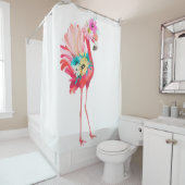 Kute en mooie roze flamingo mexican vogel met douchegordijn (In situ)