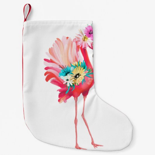 Kute en mooie roze flamingo mexican vogel met kleine kerstsok (Voorkant)