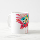 Kute en mooie roze flamingo mexican vogel met koffiemok (Voorkant links)