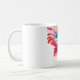 Kute en mooie roze flamingo mexican vogel met koffiemok