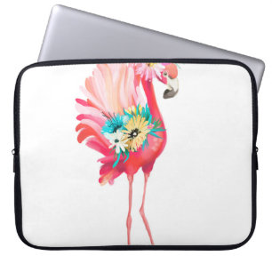 Kute en mooie roze flamingo mexican vogel met laptop sleeve