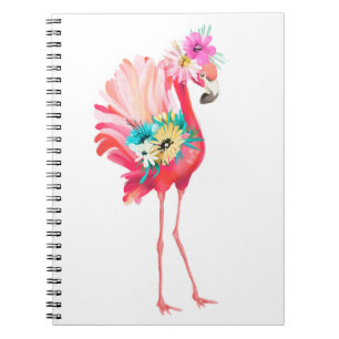 Kute en mooie roze flamingo mexican vogel met notitieboek