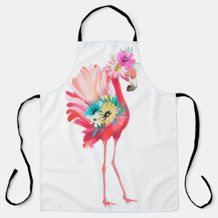 Kute en mooie roze flamingo mexican vogel met schort