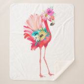 Kute en mooie roze flamingo mexican vogel met sherpa deken (Voorkant)