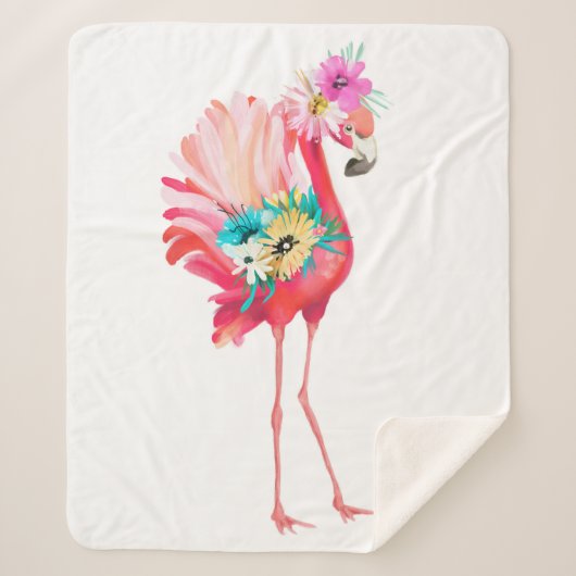 Kute en mooie roze flamingo mexican vogel met sherpa deken (Voorkant)
