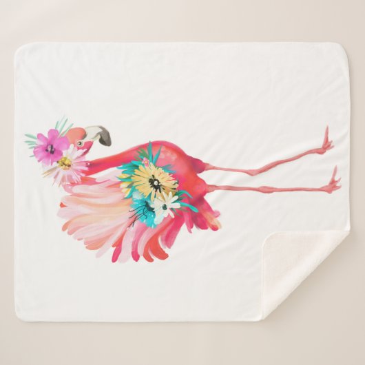 Kute en mooie roze flamingo mexican vogel met sherpa deken (Voorkant (horizontaal))