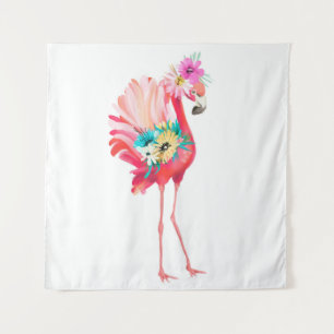 Kute en mooie roze flamingo mexican vogel met wandkleed