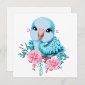 Kute en Schattige blauwe Baby papegaai Feestdagenkaart (Voorkant / Achterkant)