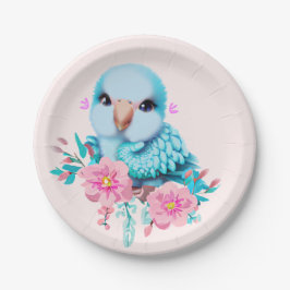 Kute en Schattige blauwe Baby papegaai Papieren Bordje