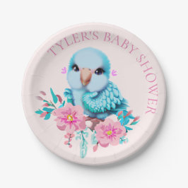 Kute en Schattige blauwe Baby papegaai Papieren Bordje