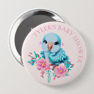 Kute en Schattige blauwe Baby papegaai Ronde Button 4,0 Cm