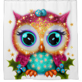 Kute en Schattige Kawaii Baby Owl Douchegordijn (Voorkant)