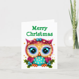Kute en Schattige Kawaii Baby Owl Feestdagen Kaart