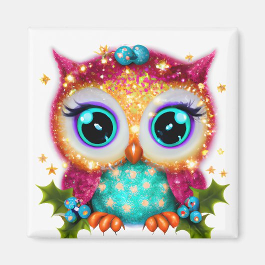 Kute en Schattige Kawaii Baby Owl Magneet (Voorkant)