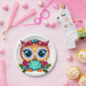 Kute en Schattige Kawaii Baby Owl Papieren Bordje (Feest)