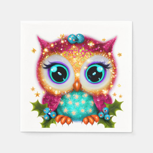 Kute en Schattige Kawaii Baby Owl Servet (Voorkant)