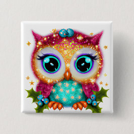 Kute en Schattige Kawaii Baby Owl Vierkante Button 5,1 Cm