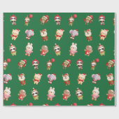 Kute en Schattige kerstbaby's Groen Cadeaupapier (Vlak)