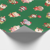 Kute en Schattige kerstbaby's Groen Cadeaupapier (Hoek)