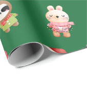 Kute en Schattige kerstbaby's Groen Cadeaupapier (Rol Hoek)
