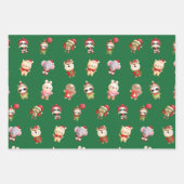 Kute en Schattige kerstbaby's Groen Inpakpapier Vel (Voorkant 3)