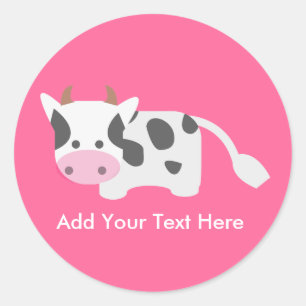Kute en Schattige koe Ronde Sticker