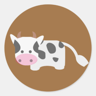 Kute en Schattige koe Ronde Sticker