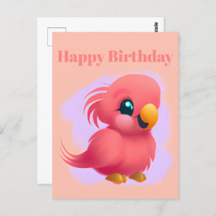 Kute en Schattige roze Baby Parrot Briefkaart