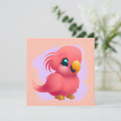 Kute en Schattige roze Baby Parrot Feestdagenkaart (Staand voorkant)
