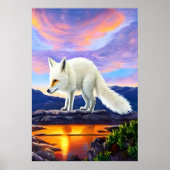 Kute en schattige witte vos | AI Art Poster (Voorkant)