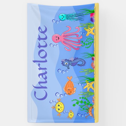 Kute en vun Zee Animals Banner (Verticaal)