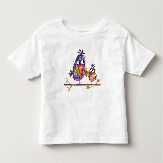 Kute en Whimsical Birds Kinder Shirts (Voorkant)