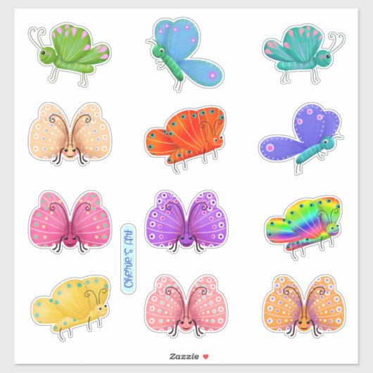 Kute en Whimsical Butterflies Sticker (Vel)