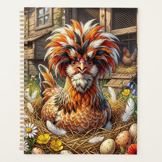 Kute en Whimsical Poolse Kippenren Planner (Voorkant)