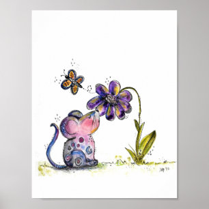 Kute en whisky muis en ventilator poster