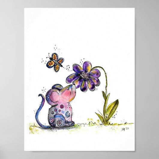 Kute en whisky muis en ventilator poster (Voorkant)