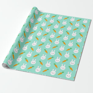 Kute esembunny en wortelen op aquapatroon cadeaupapier