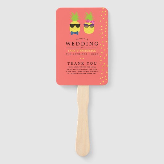 Kute exotische tropische zomersweddenschap handwaaier (Voorkant)