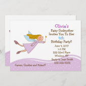 Kute Fairy Godmoeder en Stippen Birthday Invitatio Kaart (Voorkant / Achterkant)