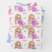 Kute Fairy, Roze Heart en Daisy Flowers Inpakpapier Vel (In situ)