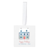 Kute familie Houses blauwe foto Kerstmis Decoratie (Voorkant)