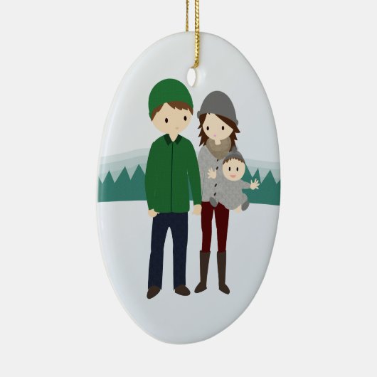 Kute Familie met Baby kerstversiering Keramisch Ornament (Rechts)