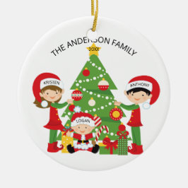 Kute Familie van 3 Gepersonaliseerde kerstversieri Keramisch Ornament