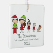 Kute Familie van 4 met Pet-kerstversiering Keramisch Ornament (Rechts)