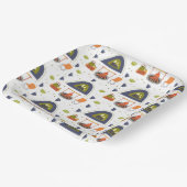 Kute family camping bonfire & tent gras vierkant papieren bordje (Gebogen)