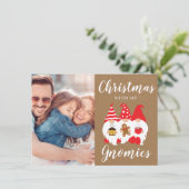 Kute Family Gnomen, kerstfoto Feestdagenkaart (Staand voorkant)