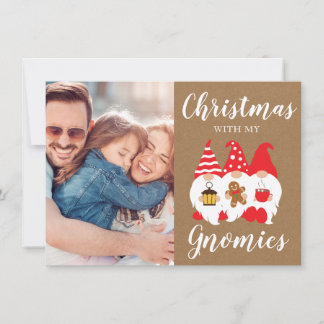 Kute Family Gnomen, kerstfoto Feestdagenkaart